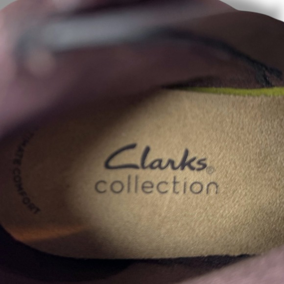 New Clarks Carleigh Jade Burgundy Nubuck Leather Knit Hiking Ankle Boots US 6M - Picture 16 of 16